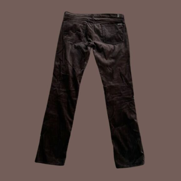 Vintage Y2K 7 For All Mankind Brown Sueded Straight Leg Pants Size 32 - Picture 2 of 4